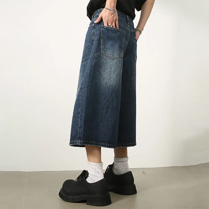 Shorts Jeans Masculino Estilo Americano Vintage