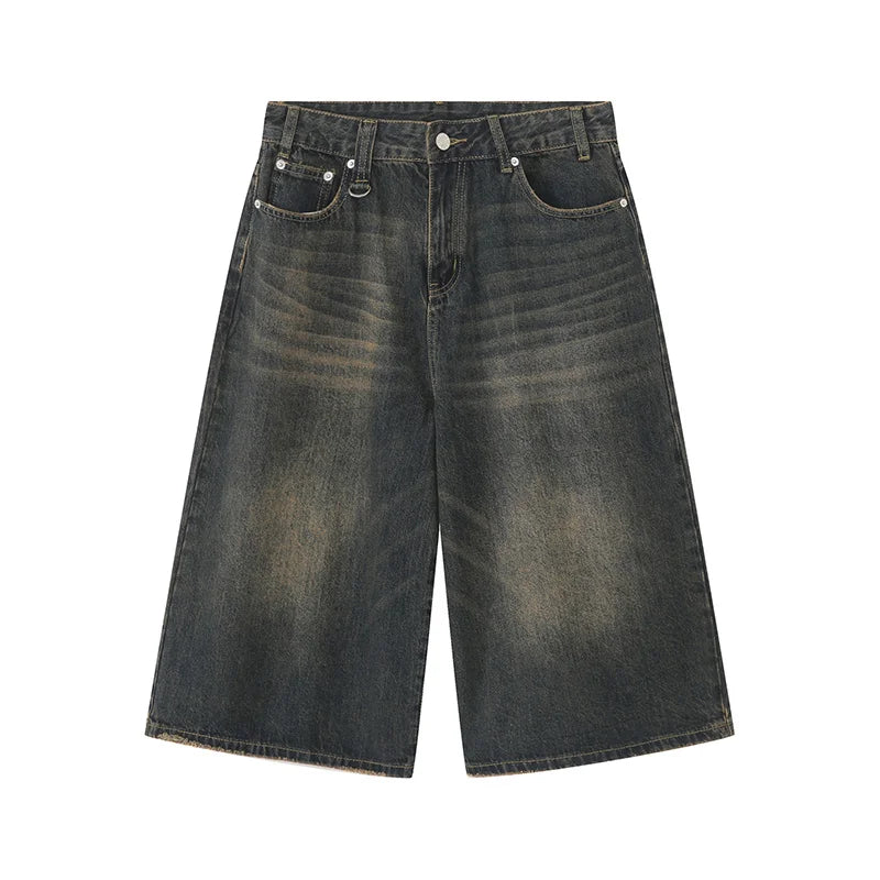 Shorts Jeans Masculino Estilo Americano Vintage
