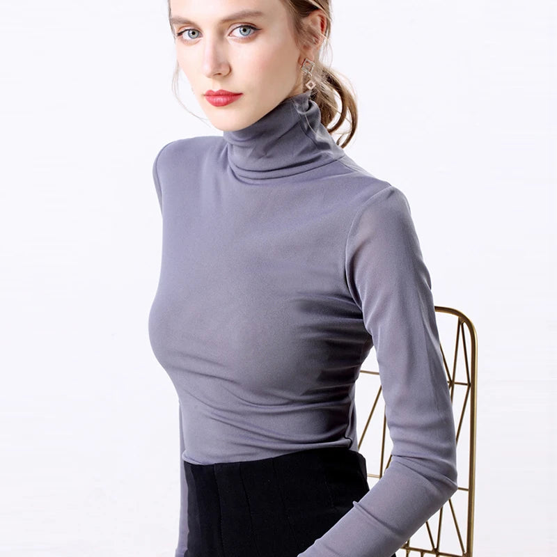 Blusa de Gola Alta Feminina Básica
