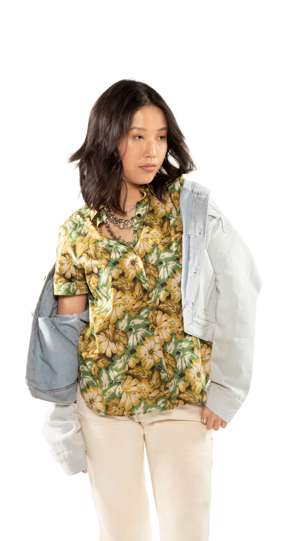 Camisa Floral de Manga Curta