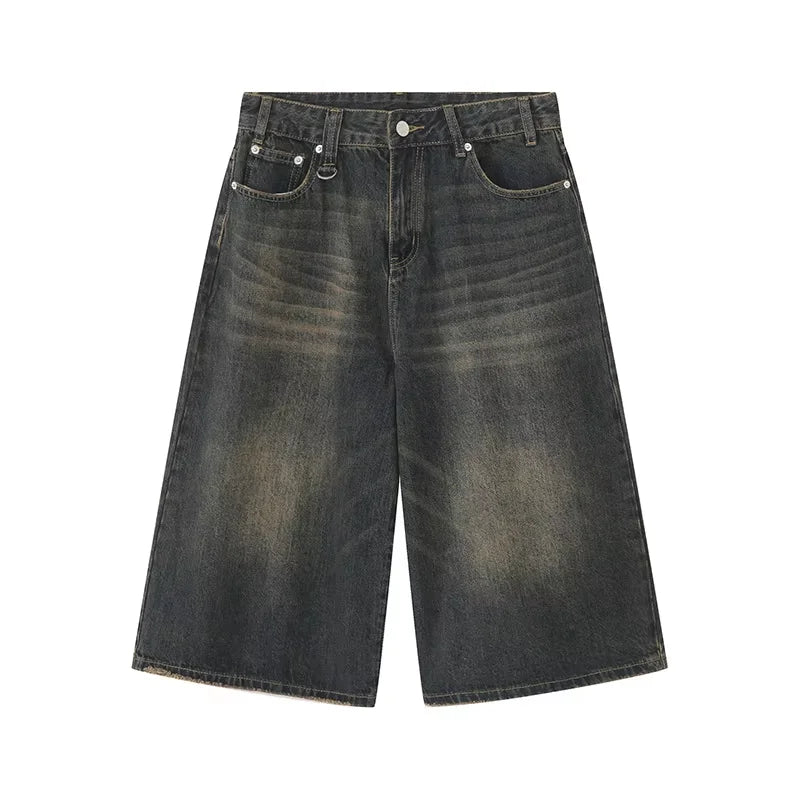 Shorts Jeans Masculino Estilo Americano Vintage