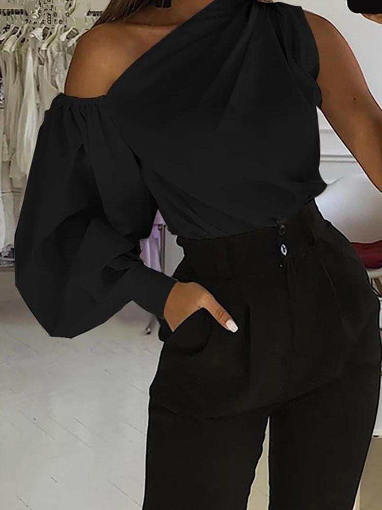 Blusa Feminina Ombro Único Elegante