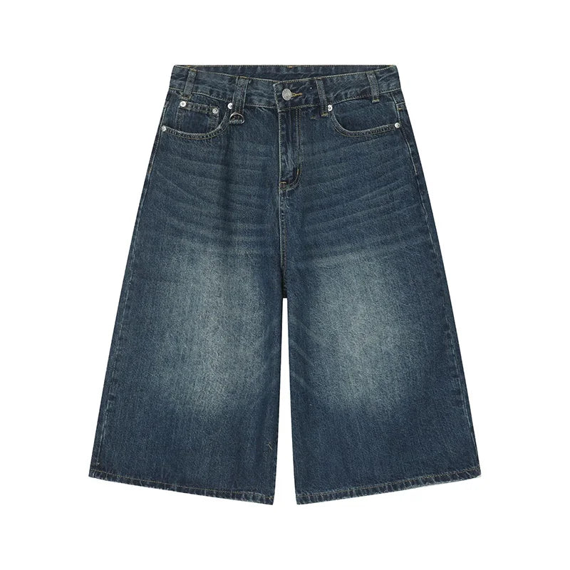 Shorts Jeans Masculino Estilo Americano Vintage