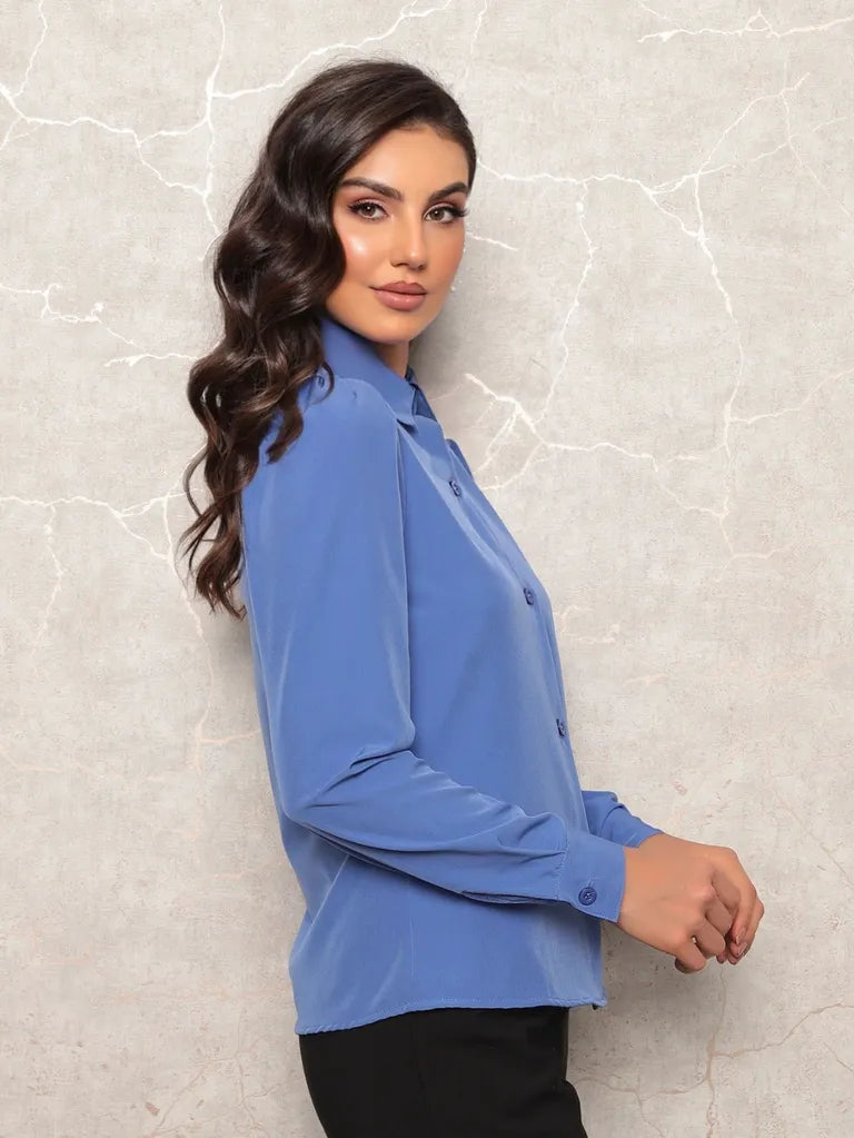 Camisa Social Feminina Manga Longa