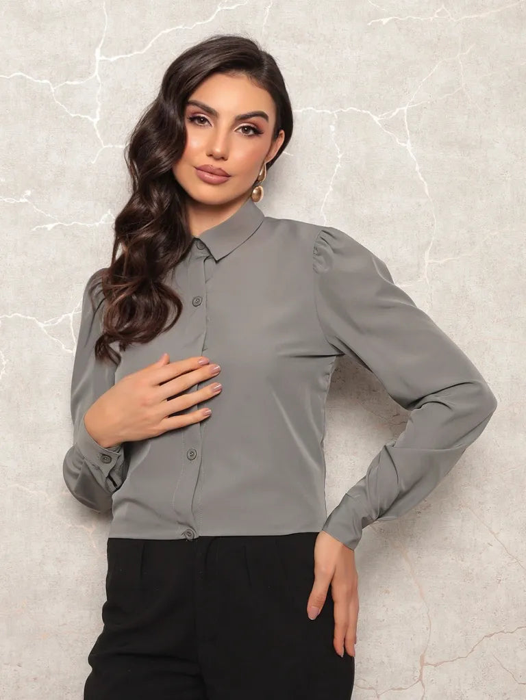 Camisa Social Feminina Manga Longa