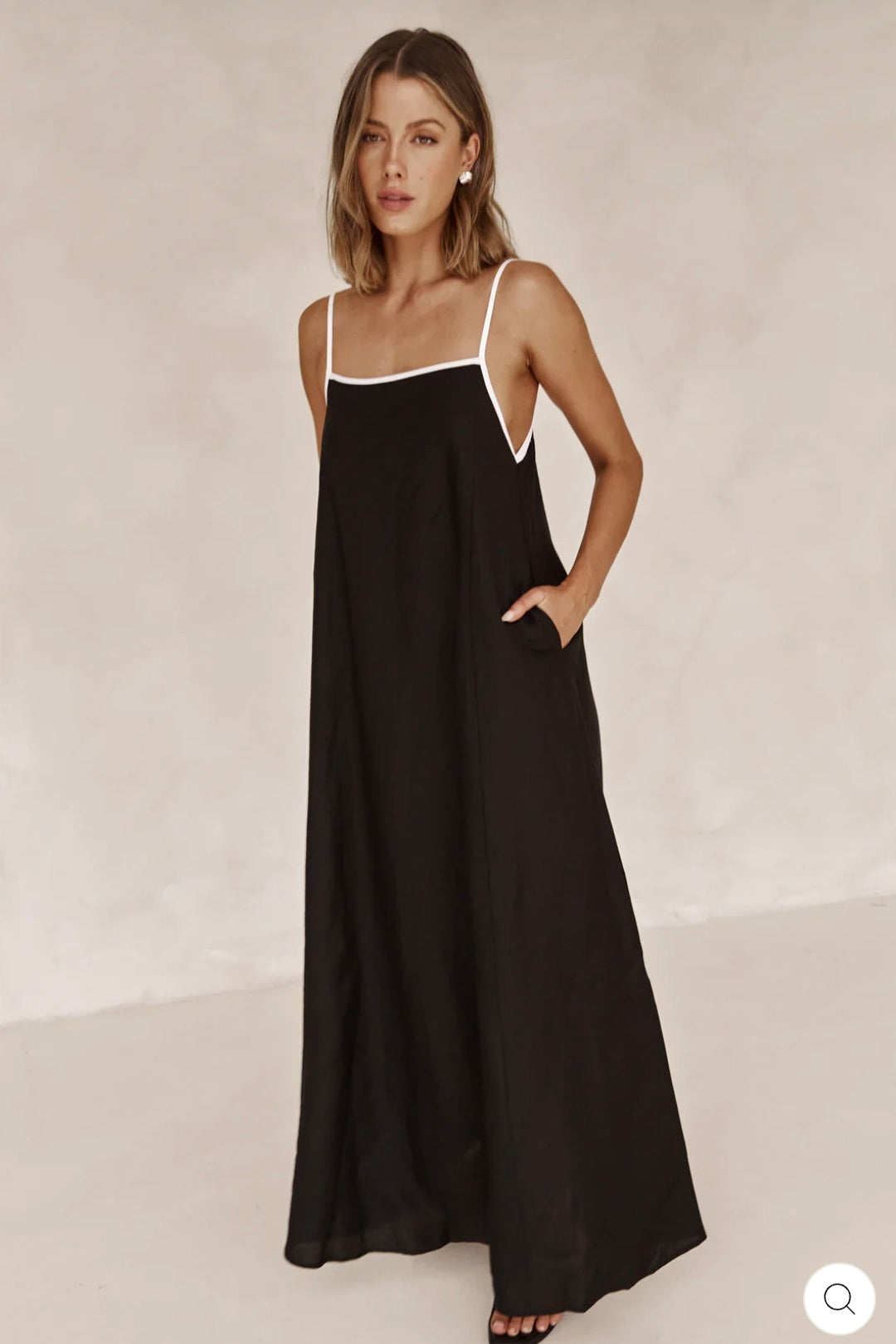 Vestido de Algodão Preto e Branco