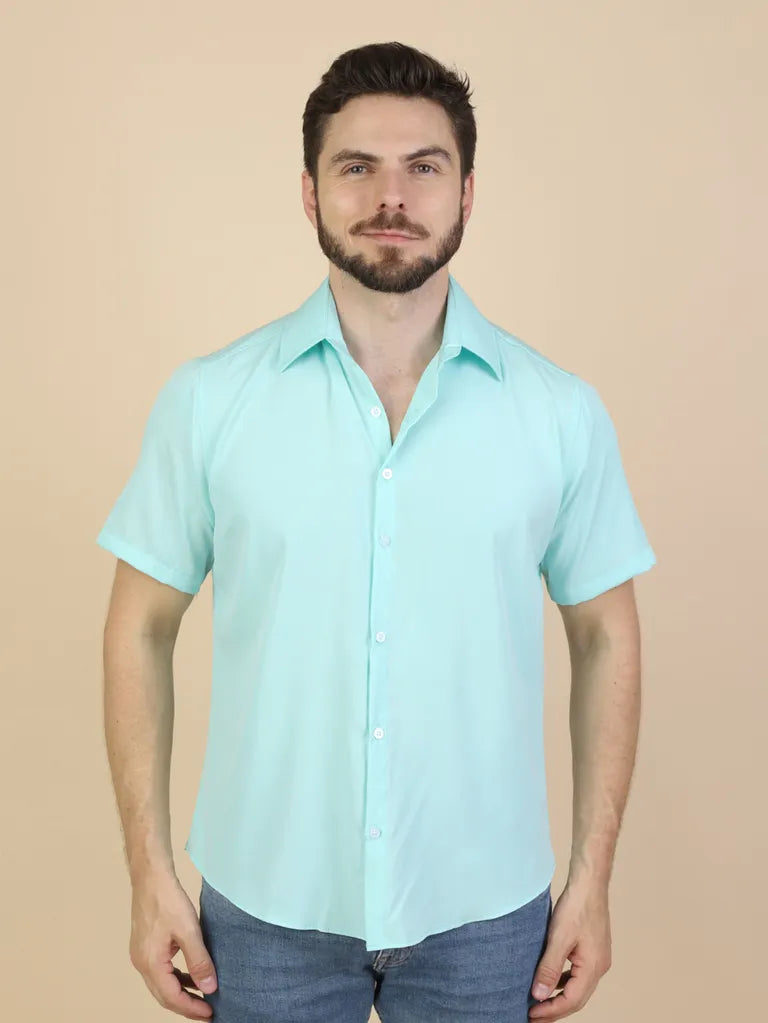 Camisa Social Masculina Manga Curta